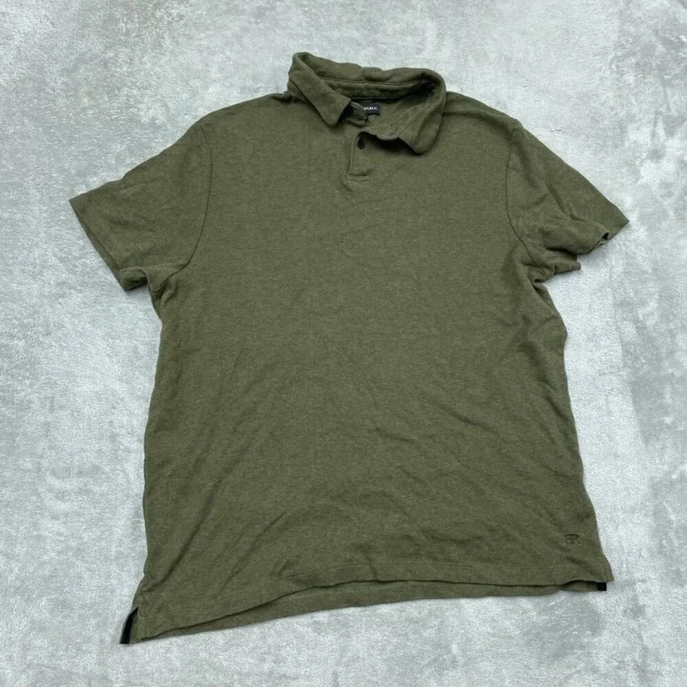 Banana Republic Mens Polo Shirt XL Olive Green 100% Cotton Casual Tee d0090